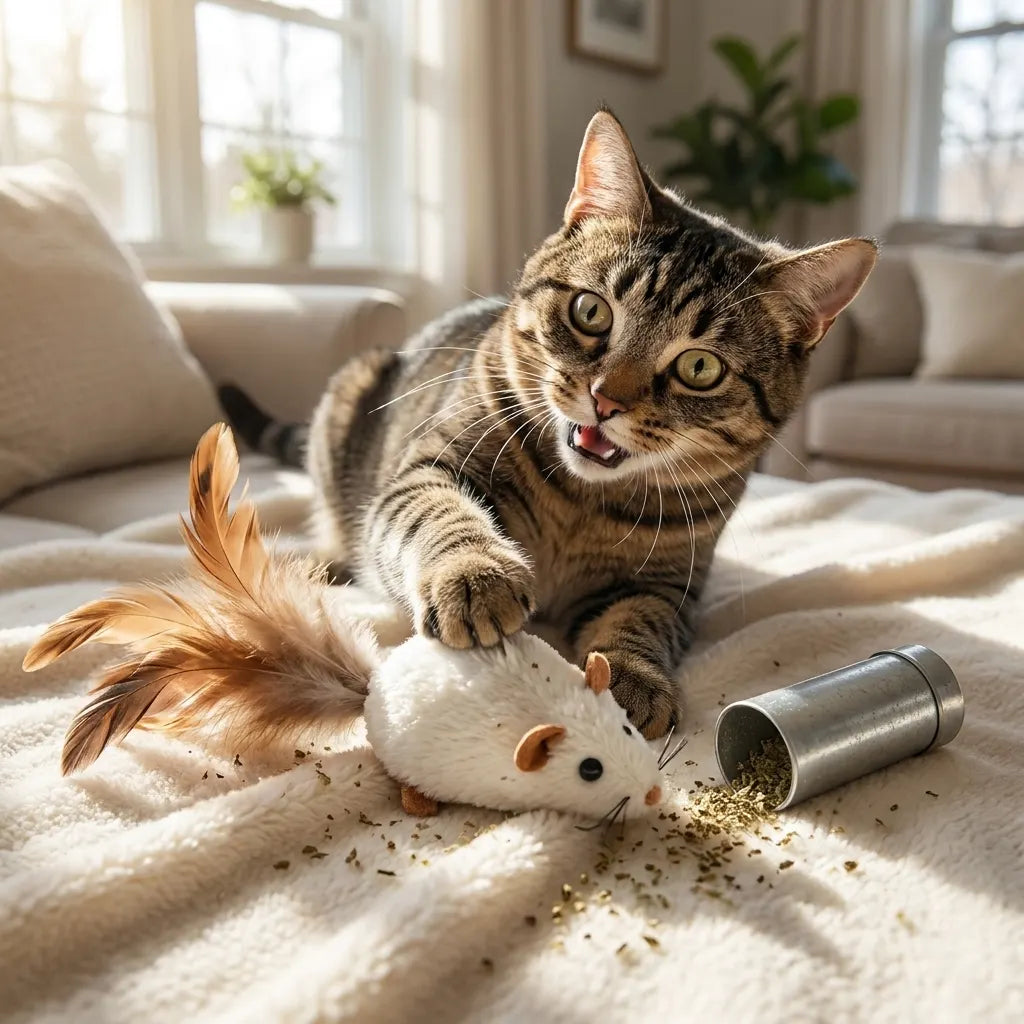 Romiley Pet Stop Refillable Catnip Plush Mouse Toy with Feathers
