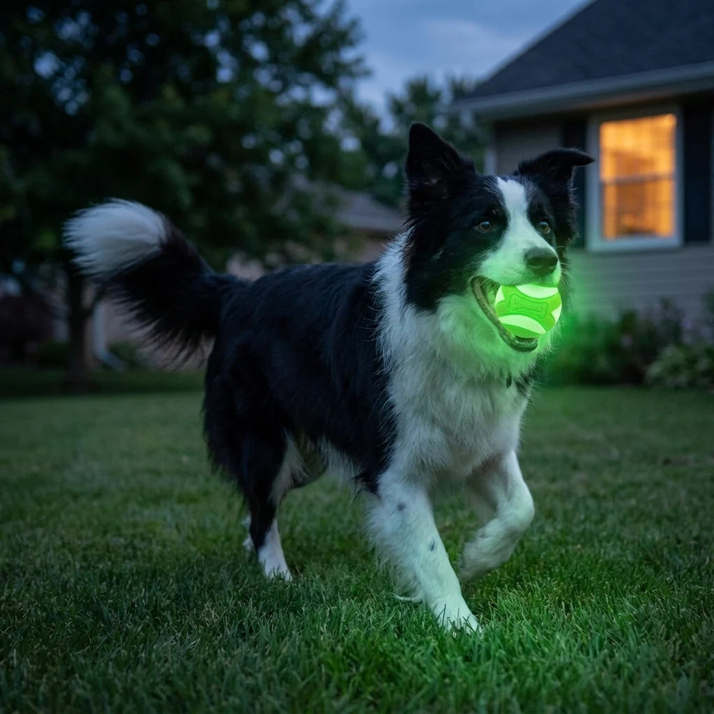 Romiley Pet Stop Glow-in-the-Dark Squeaker Fetch Ball for Dogs